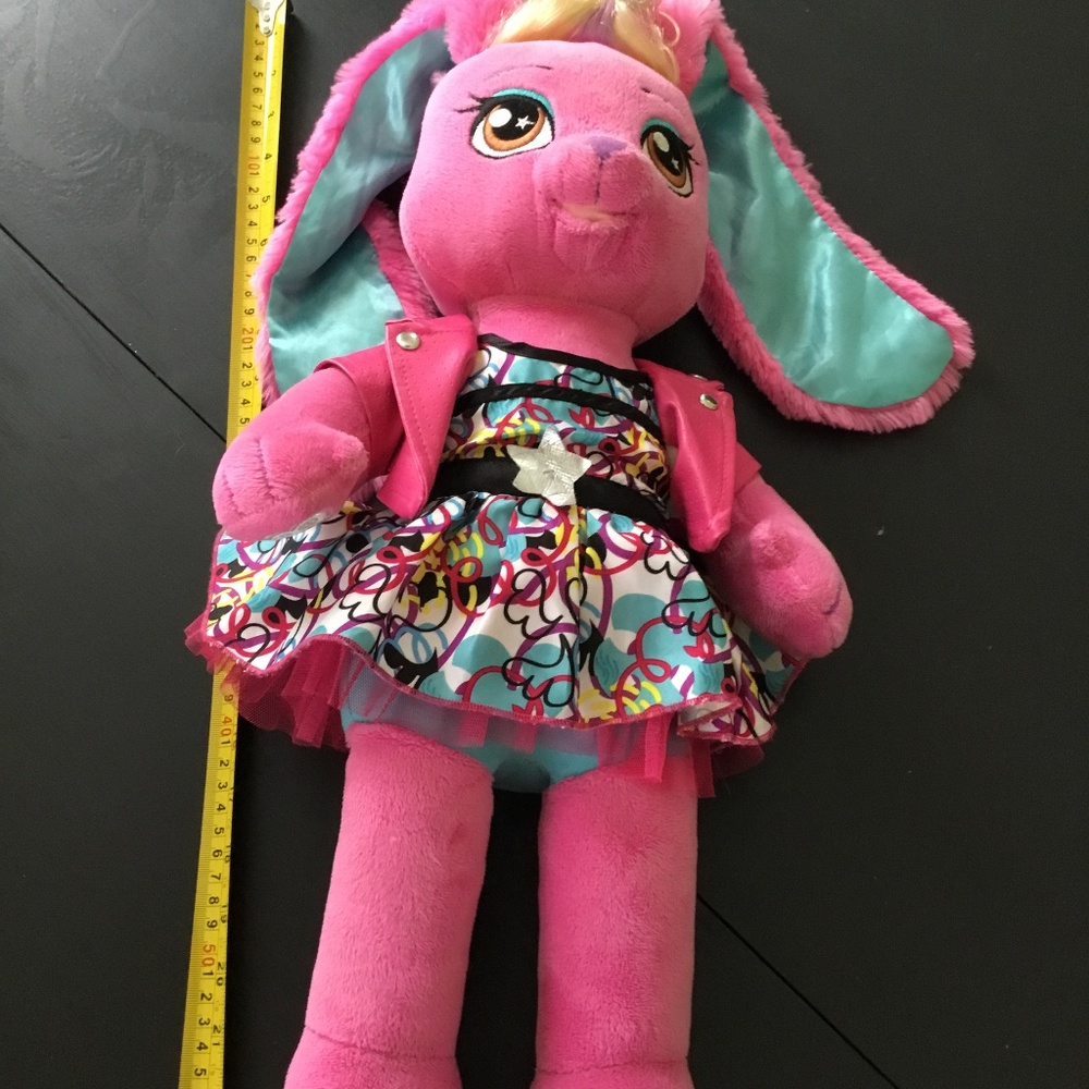 Build a Bear Honey Girls Risa Bunny Rabbit Plush Stuffed Animal Rock Star 20"